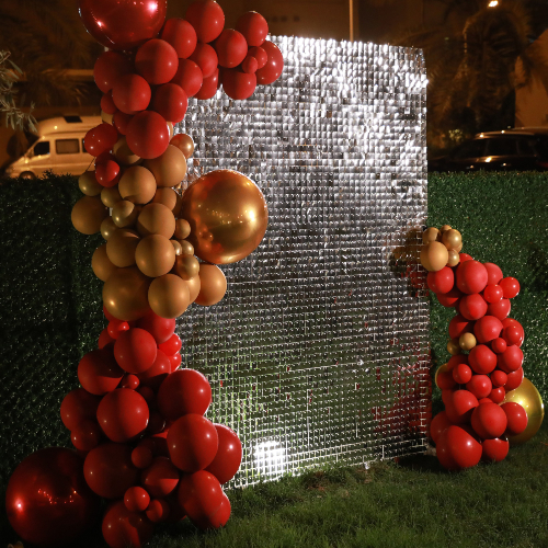 Sequin Wall with Organic Biodegradable Balloons - Medium