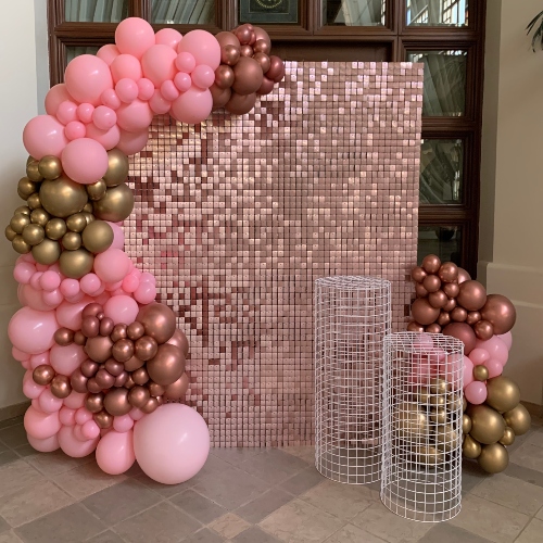 Sequin Wall with Organic Biodegradable Balloons - Medium