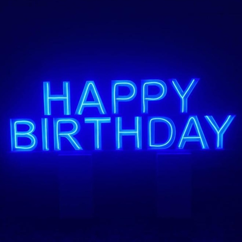 Happy Birthday Blue Neon & Letters