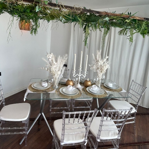 Floral White Table Set Up