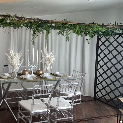 Floral White Table Set Up