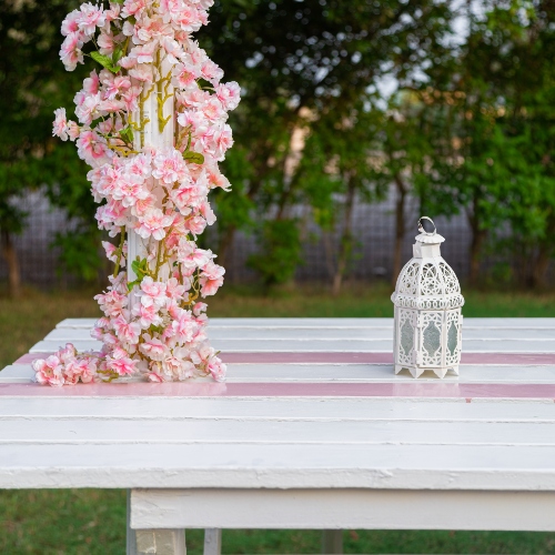 Pink Flowers Table Setup