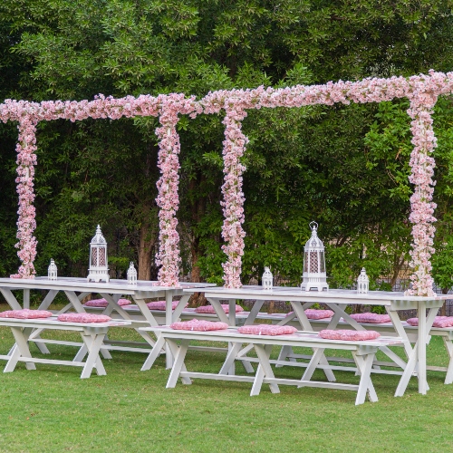 Pink Flowers Table Setup