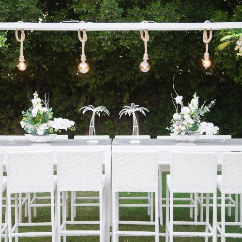 White Rattan Table