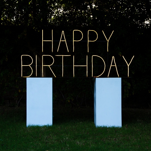 Happy Birthday Steel Neon (White)