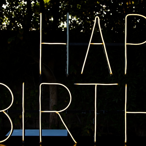 Happy Birthday Steel Neon (White)
