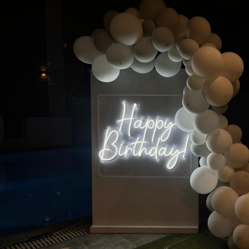 Happy Birthday with Balloon Neon Sign