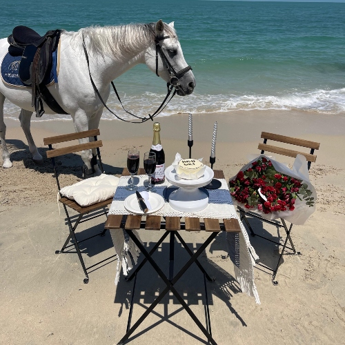 Table Setup With Horse Beach Ride