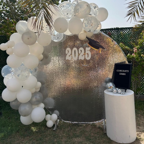 Silver Circle Graduation Backdrop