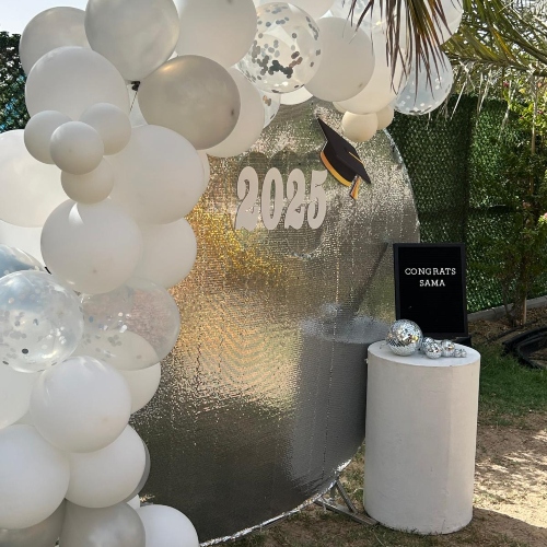 Silver Circle Graduation Backdrop
