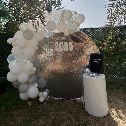 Silver Circle Graduation Backdrop
