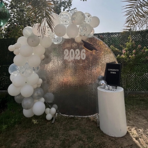Silver Circle Graduation Backdrop
