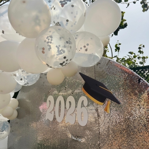 Silver Circle Graduation Backdrop