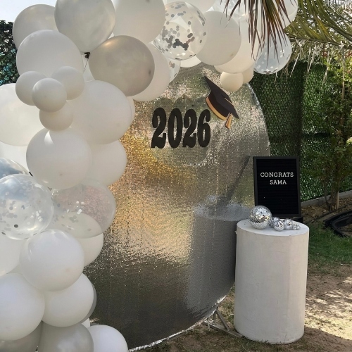 Silver Circle Graduation Backdrop