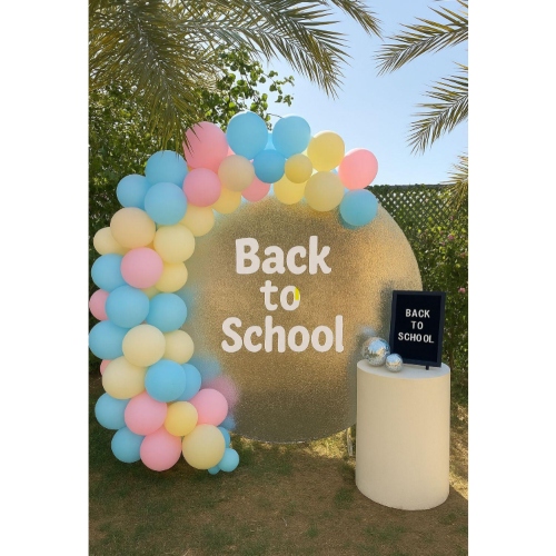 Silver circle Back to School Backdrop