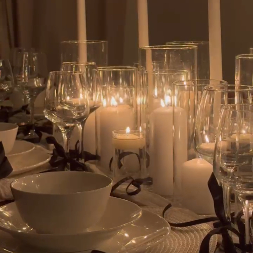 Classic Candle Dining Table Set-up