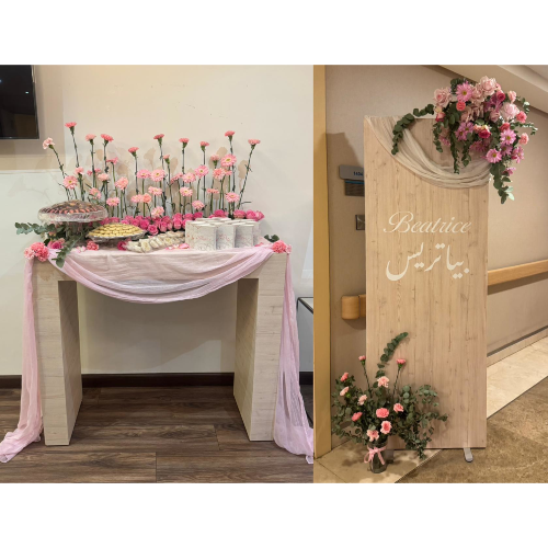 Blush Bloom Setup – Wall & Table