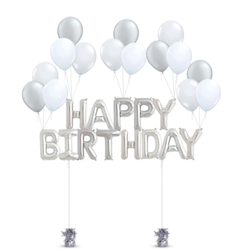 Happy Birthday Stand Silver