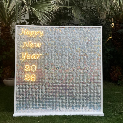 Happy New Year Shimmer Neon Backdrop