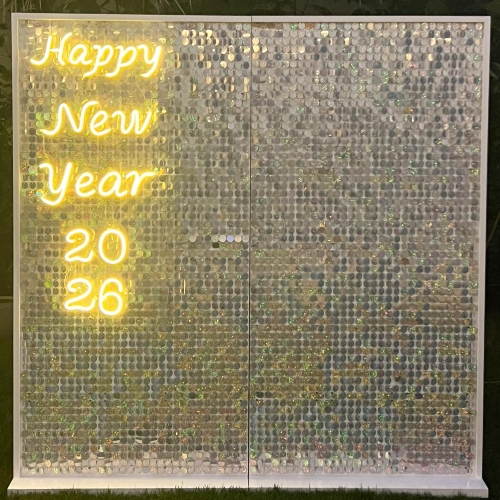 Happy New Year Shimmer Neon Backdrop