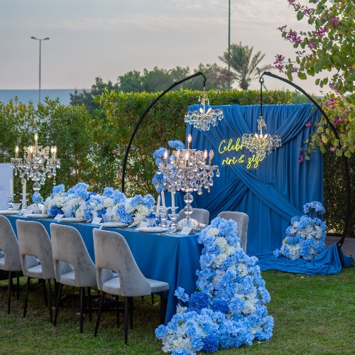 Royal Chandelier Theme (Backdrop + Table Setup)