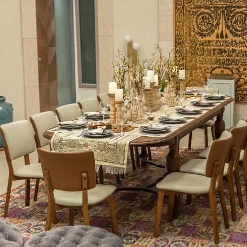 Yellow Ramadan Wooden Table Setup