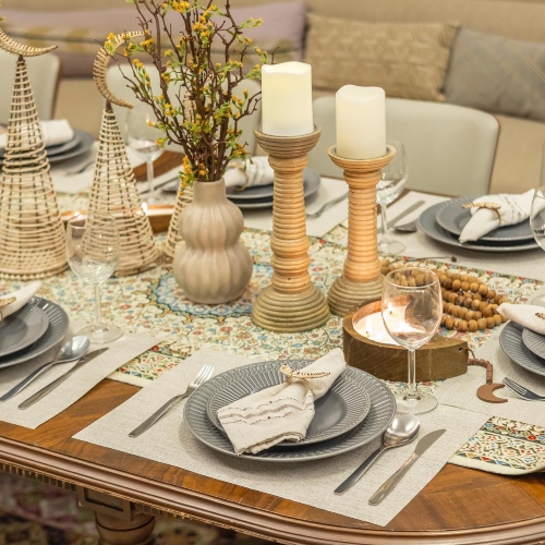 Yellow Ramadan Wooden Table Setup